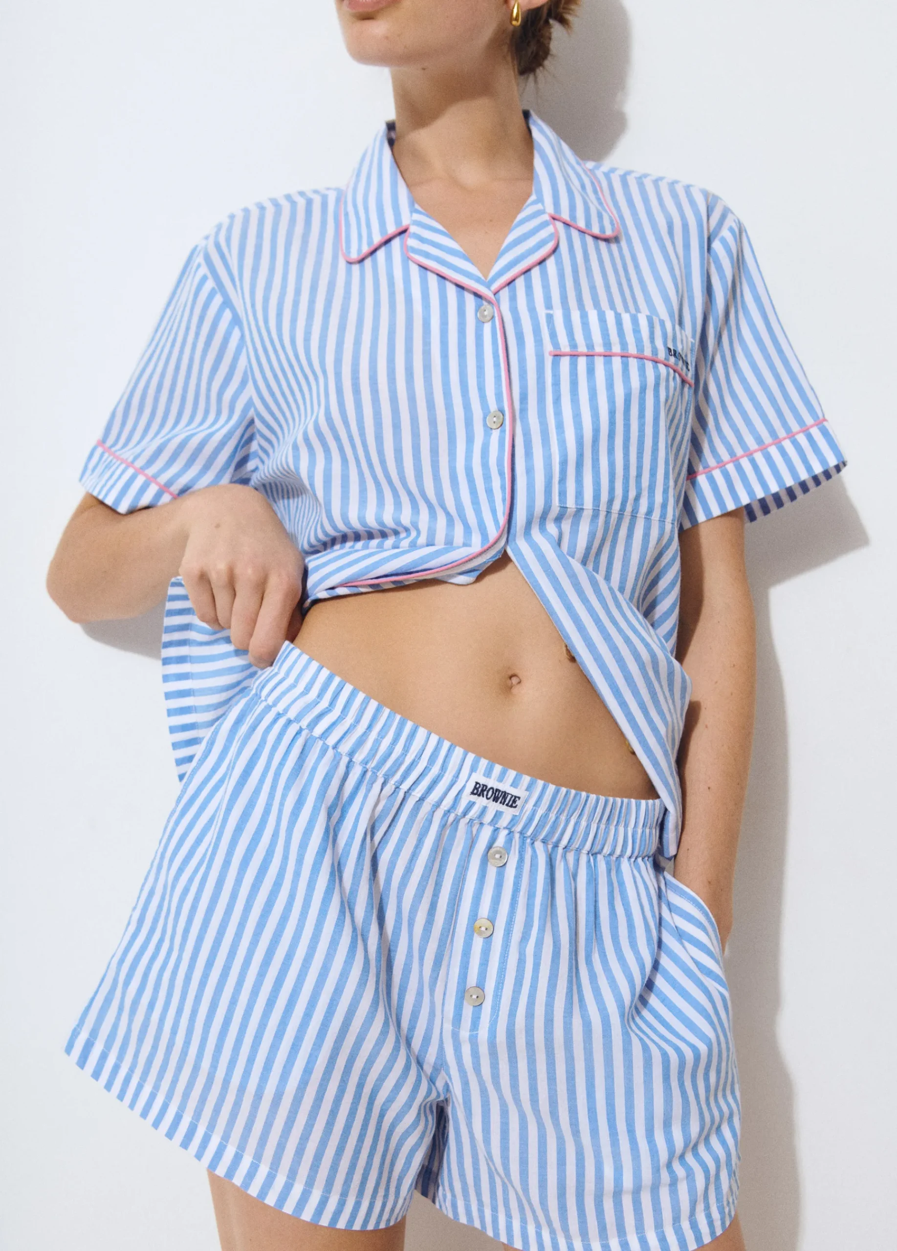 Brownie Accesorios De Viaje*Pijama corto rayas Azul