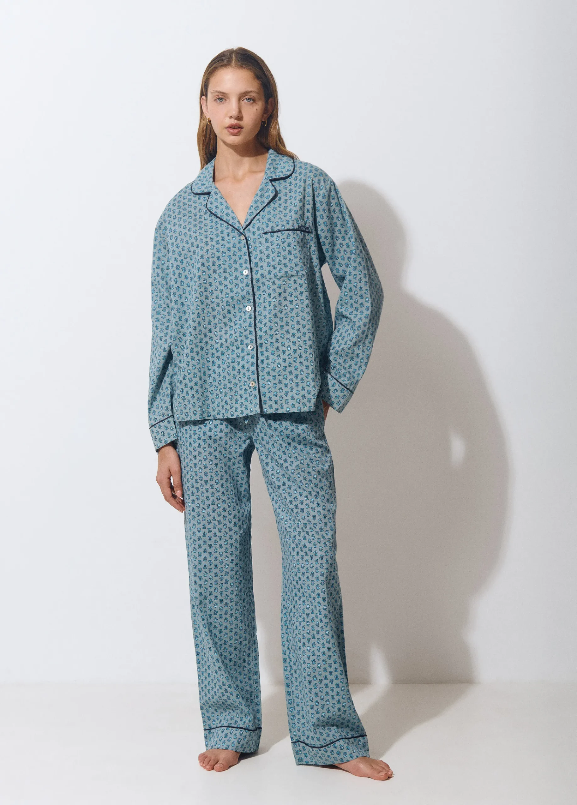 Brownie Ropa Interior*Pijama largo estampado Gris