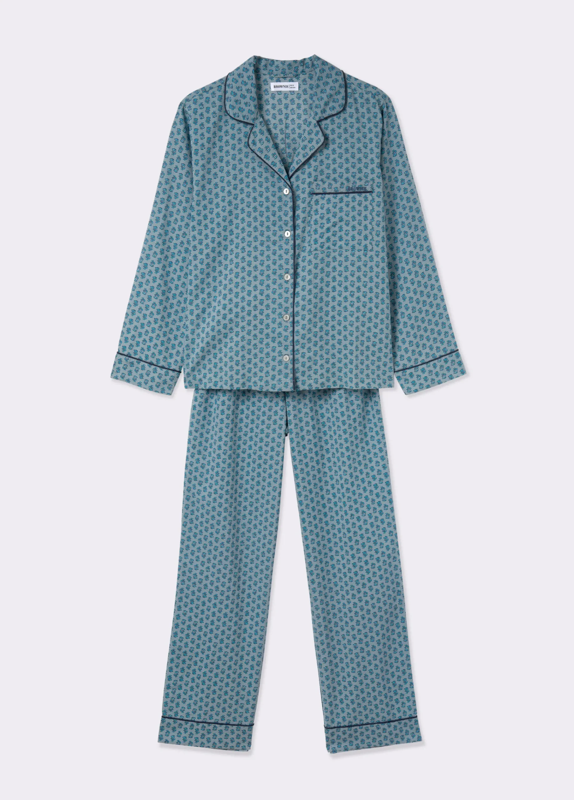 Brownie Ropa Interior*Pijama largo estampado Gris