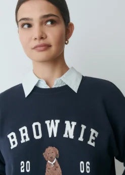 Brownie Sudaderas*Sudadera bordada print perrito Marino