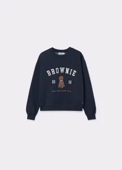 Brownie Sudaderas*Sudadera bordada print perrito Marino