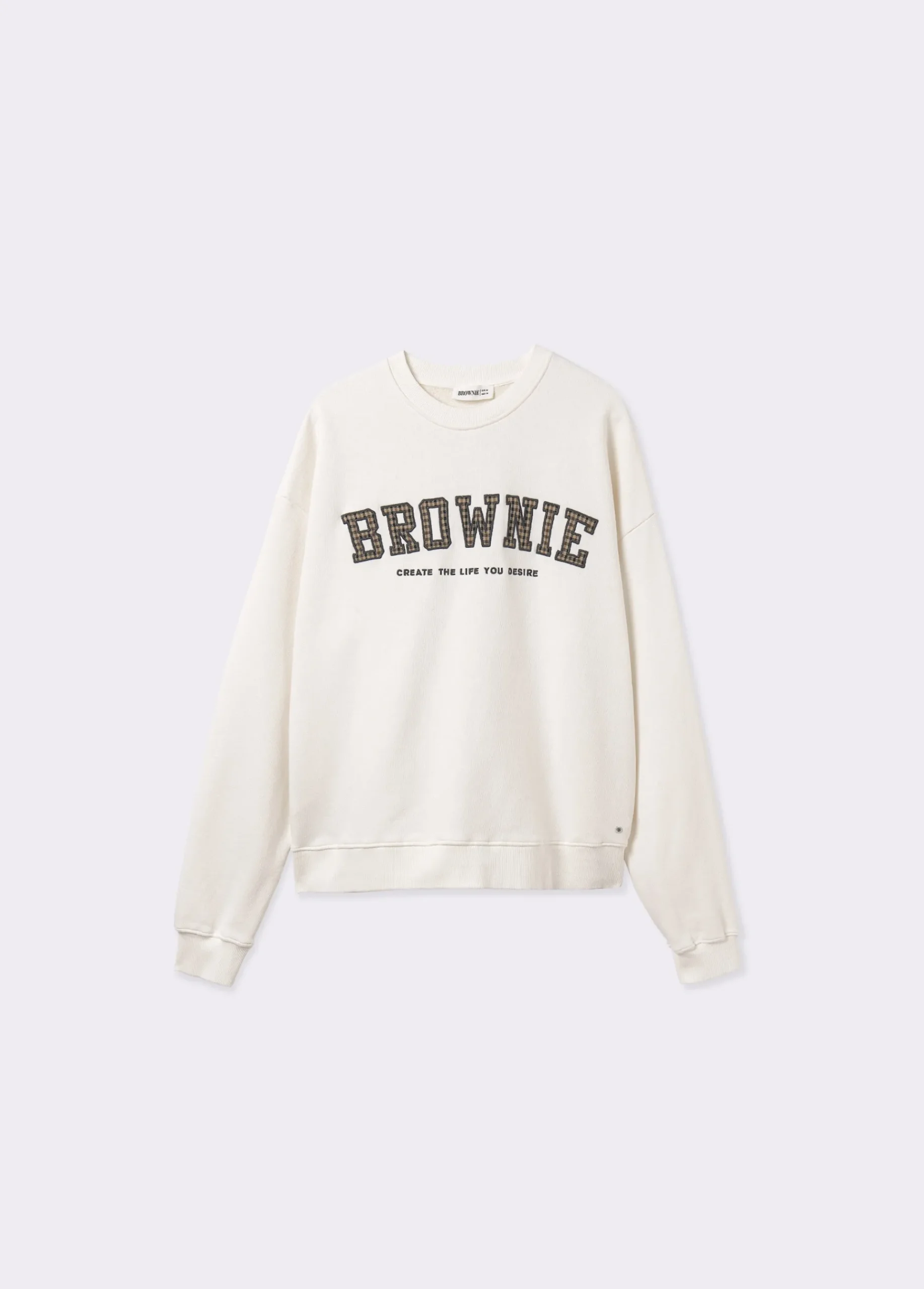 Brownie Sudaderas*Sudadera parche cuadros Crudo