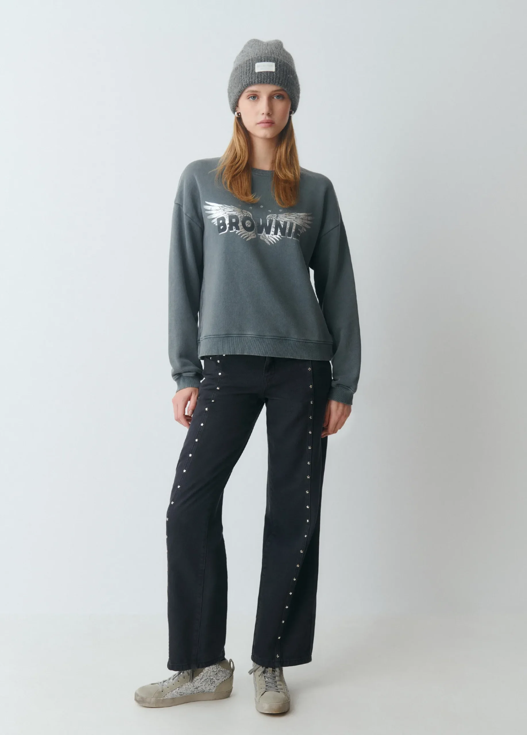 Brownie Sudaderas*Sudadera print alas Gris