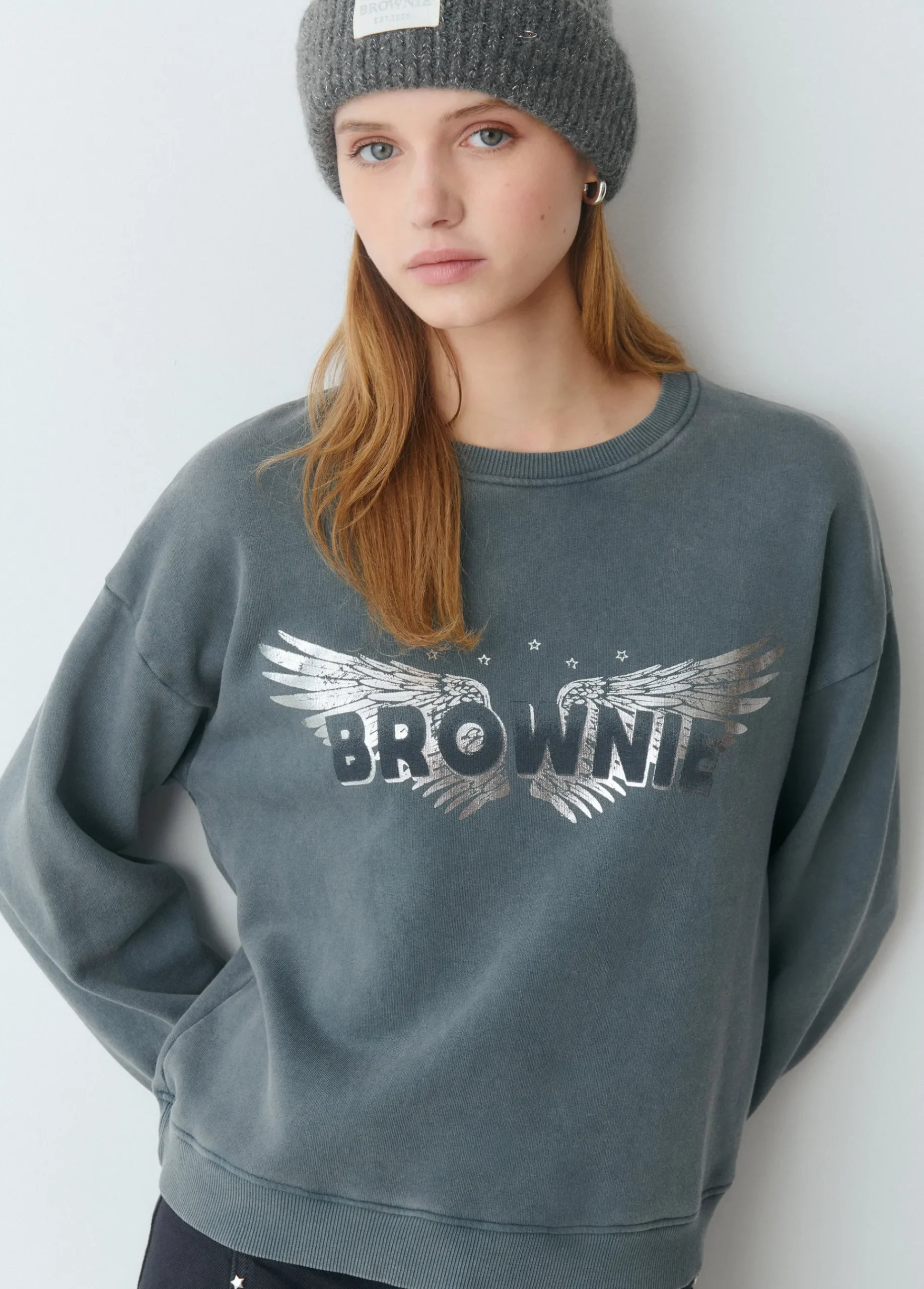 Brownie Sudaderas*Sudadera print alas Gris