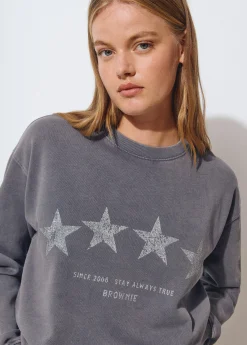 Brownie Sudaderas*Sudadera print estrellas Gris