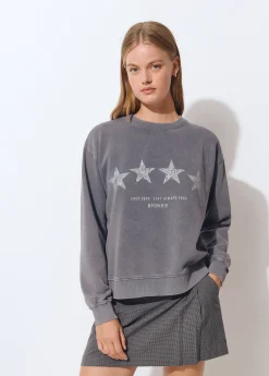 Brownie Sudaderas*Sudadera print estrellas Gris