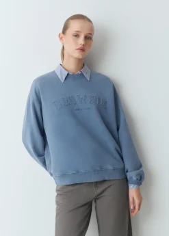 Brownie Sudaderas*Sudadera texto desflecado Azul