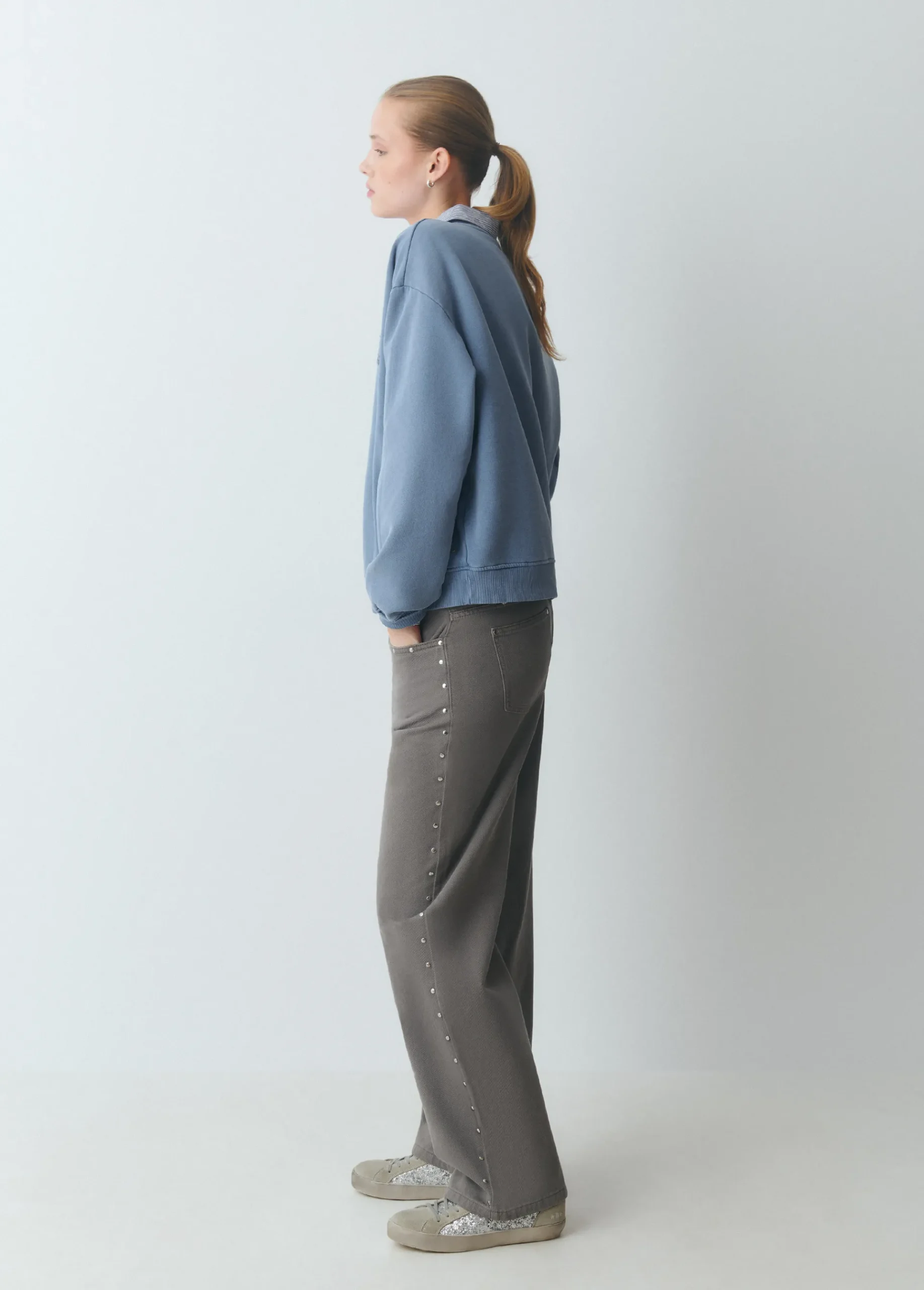 Brownie Sudaderas*Sudadera texto desflecado Azul