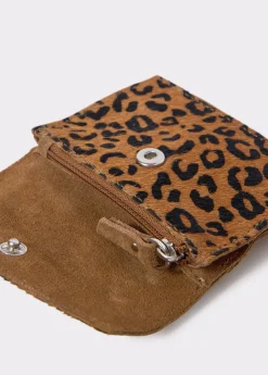 Brownie Monederos*Tarjetero solapa piel estampado animal Negro