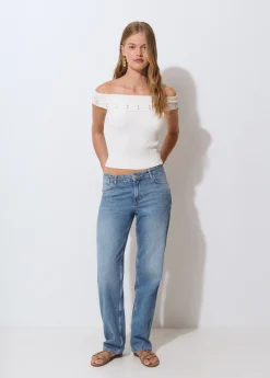 Brownie Camisetas Y Tops*Top bardot tachas Crudo