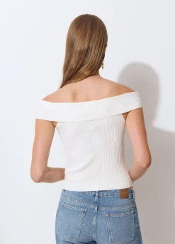 Brownie Camisetas Y Tops*Top bardot tachas Crudo