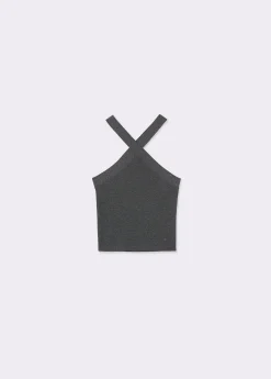 Brownie Punto|Camisetas Y Tops*Top cruzado tachas hilo metalizado Grisoscuro