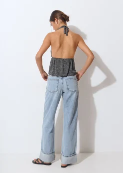 Brownie Camisetas Y Tops*Top halter cortina Grismedio
