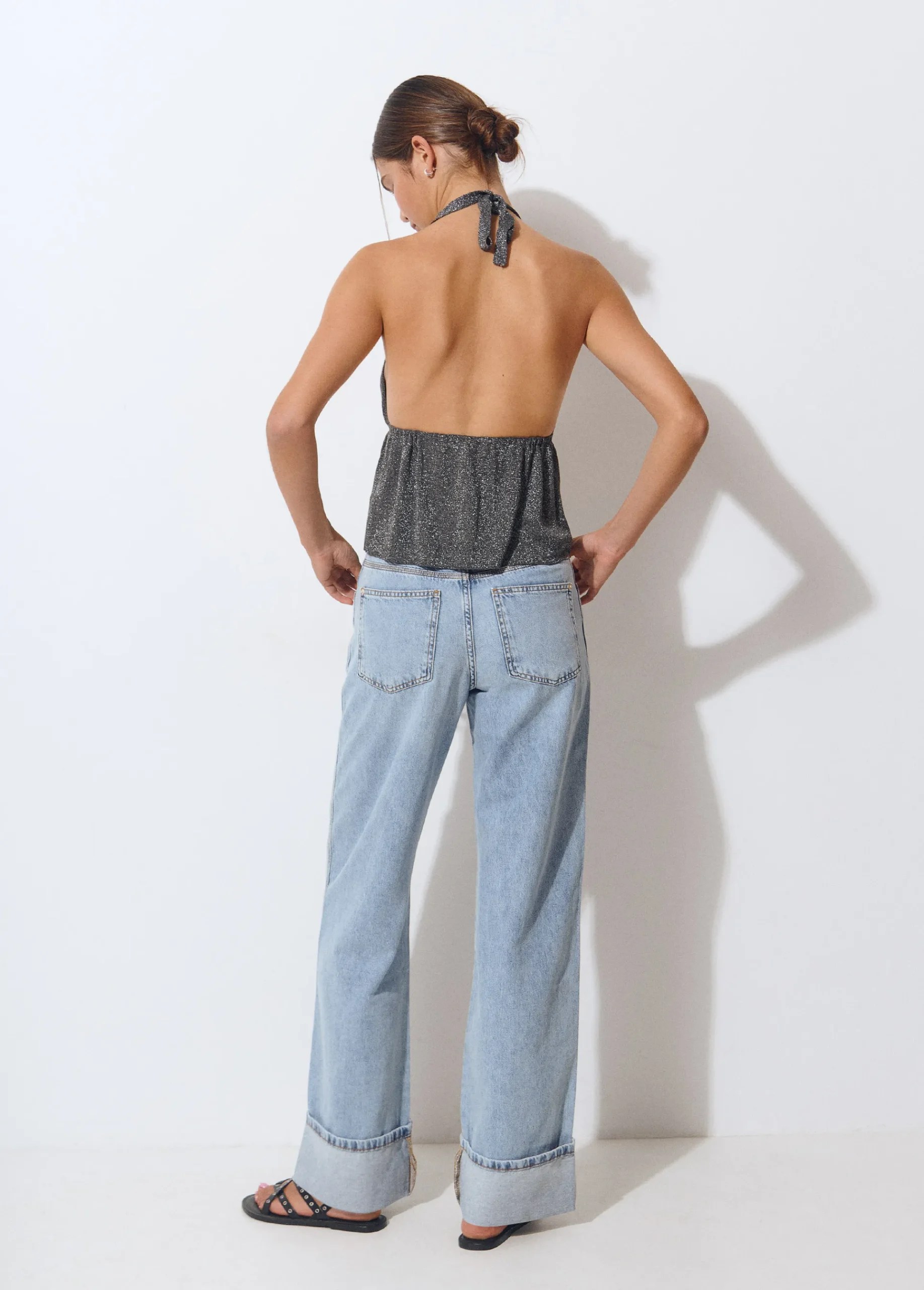 Brownie Camisetas Y Tops*Top halter cortina Grismedio
