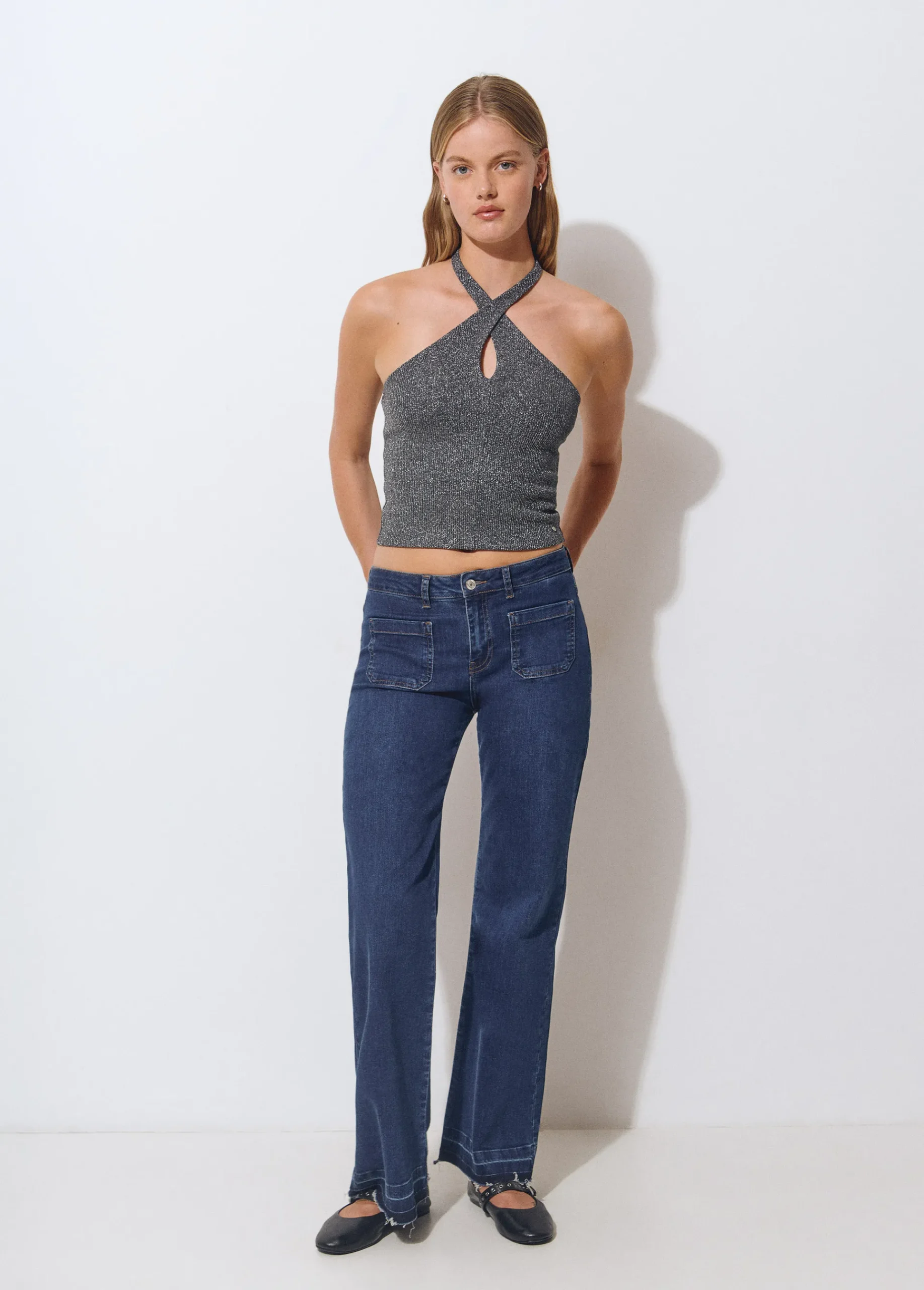 Brownie Camisetas Y Tops*Top halter hilo metalizado Plata