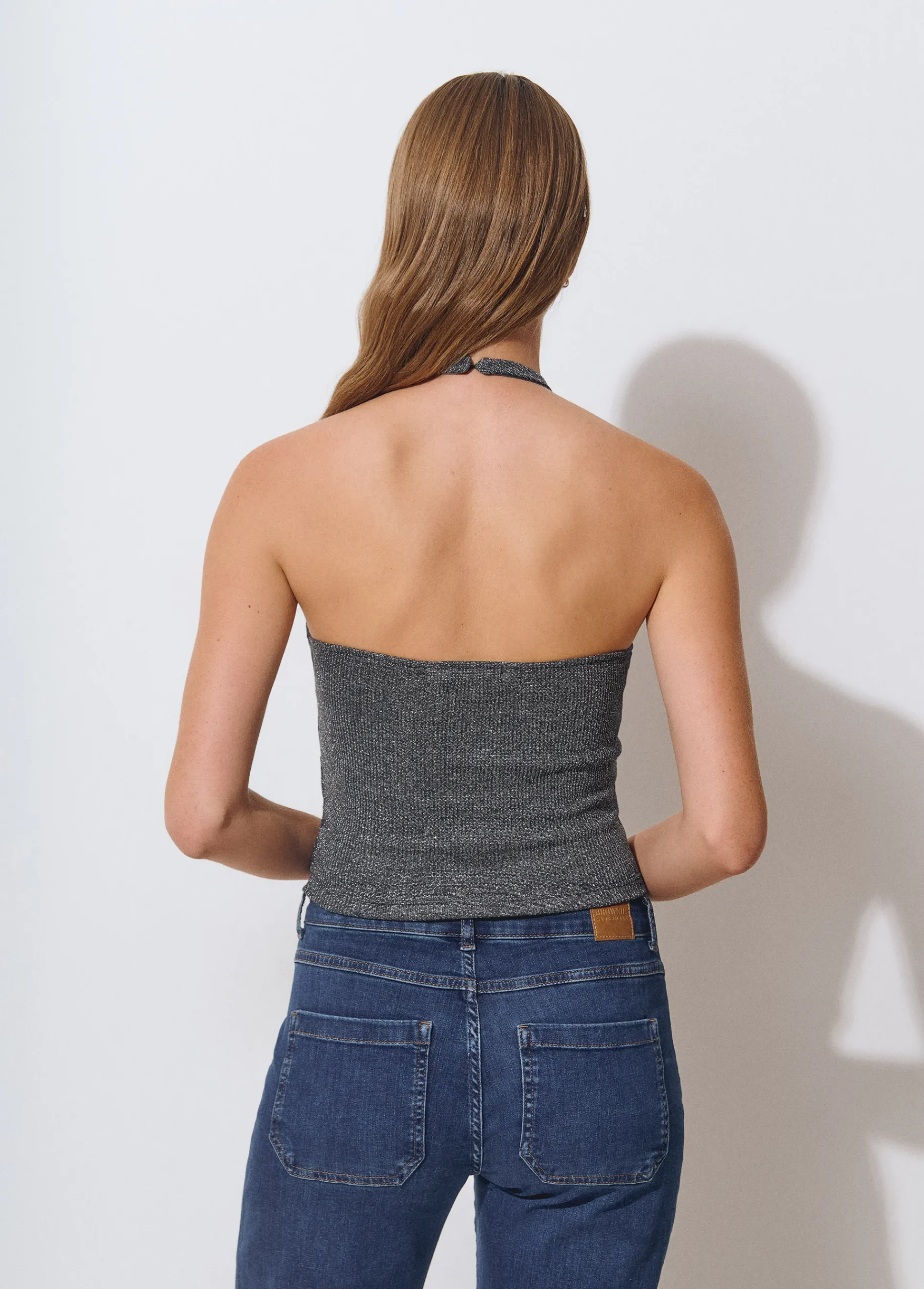 Brownie Camisetas Y Tops*Top halter hilo metalizado Plata