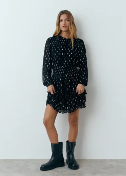 Brownie Vestidos Y Monos|Total Look*Vestido brillo smock cintura Negro