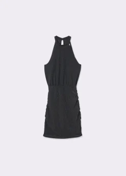 Brownie Vestidos Y Monos*Vestido cuello halter canalé hilo metalizado Negro
