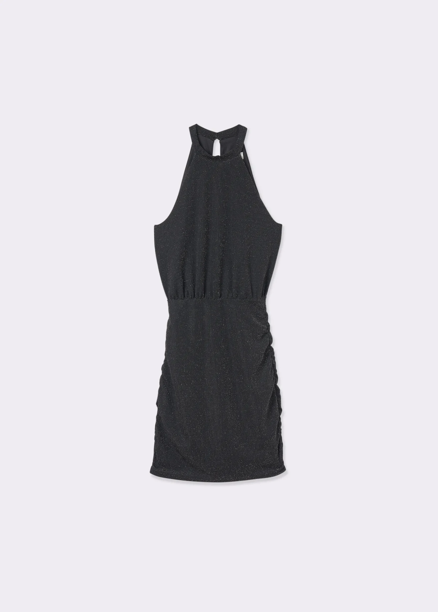 Brownie Vestidos Y Monos*Vestido cuello halter canalé hilo metalizado Negro