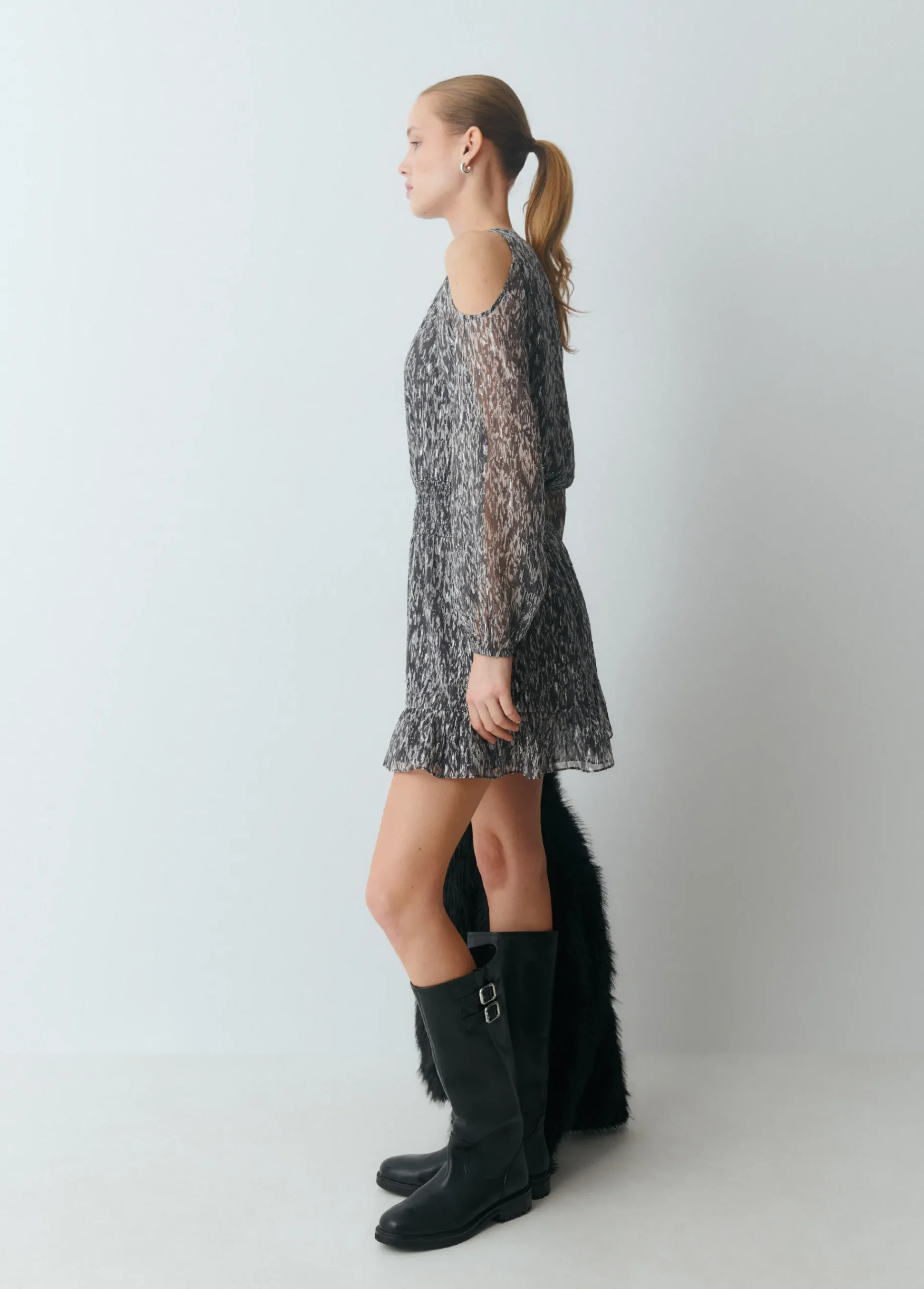 Brownie Vestidos Y Monos*Vestido cut out brillo estampado Gris