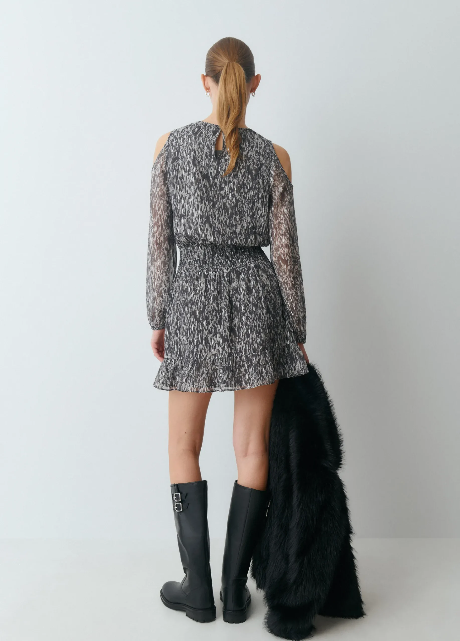 Brownie Vestidos Y Monos*Vestido cut out brillo estampado Gris