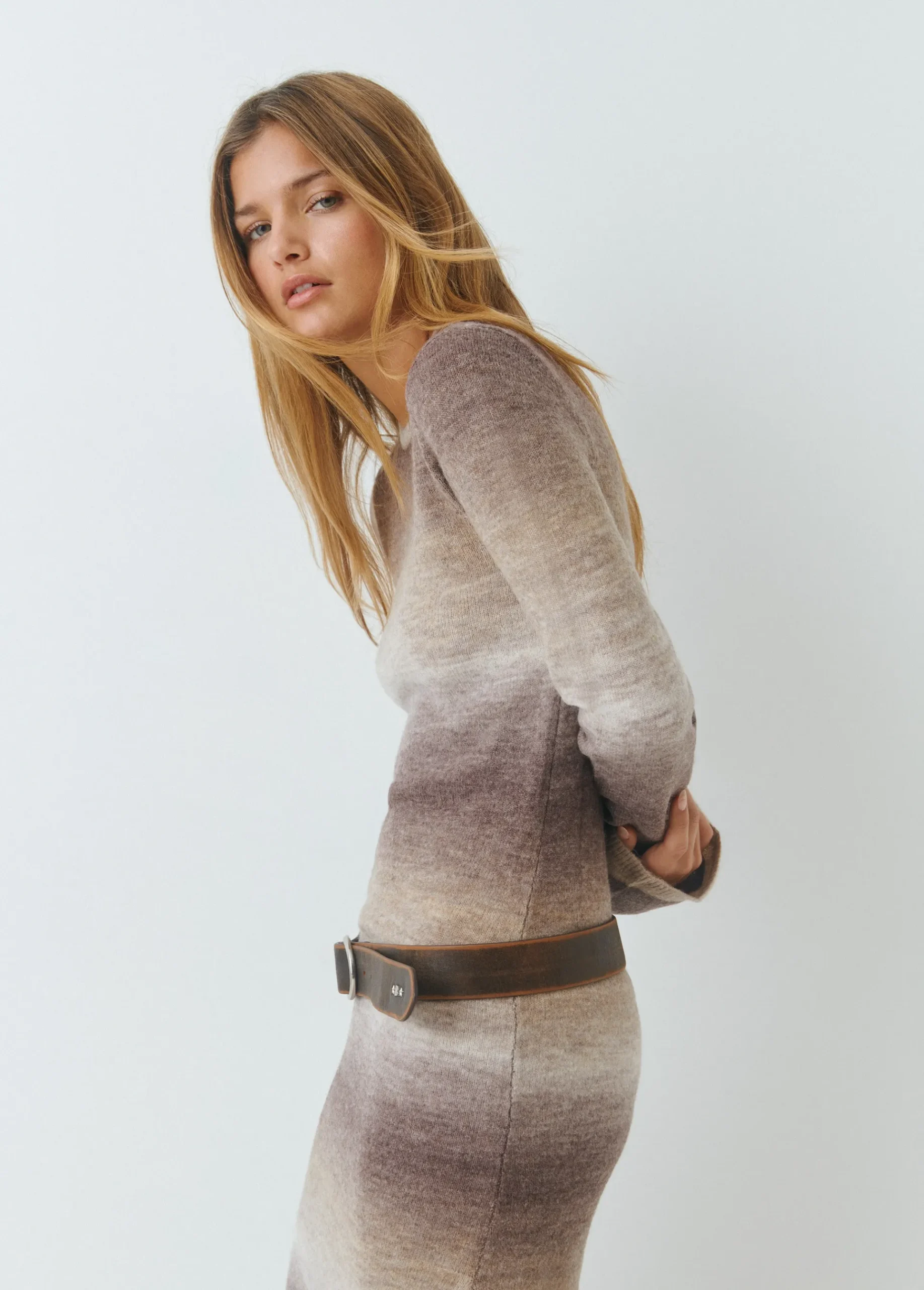 Brownie Vestidos Y Monos|Punto*Vestido largo space dyed Marron