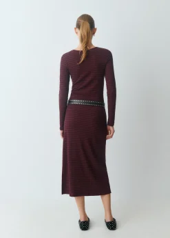 Brownie Vestidos Y Monos*Vestido midi rib raya tejida Berenjena