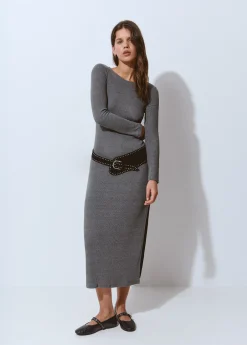 Brownie Vestidos Y Monos*Vestido rib midi Grisoscuro