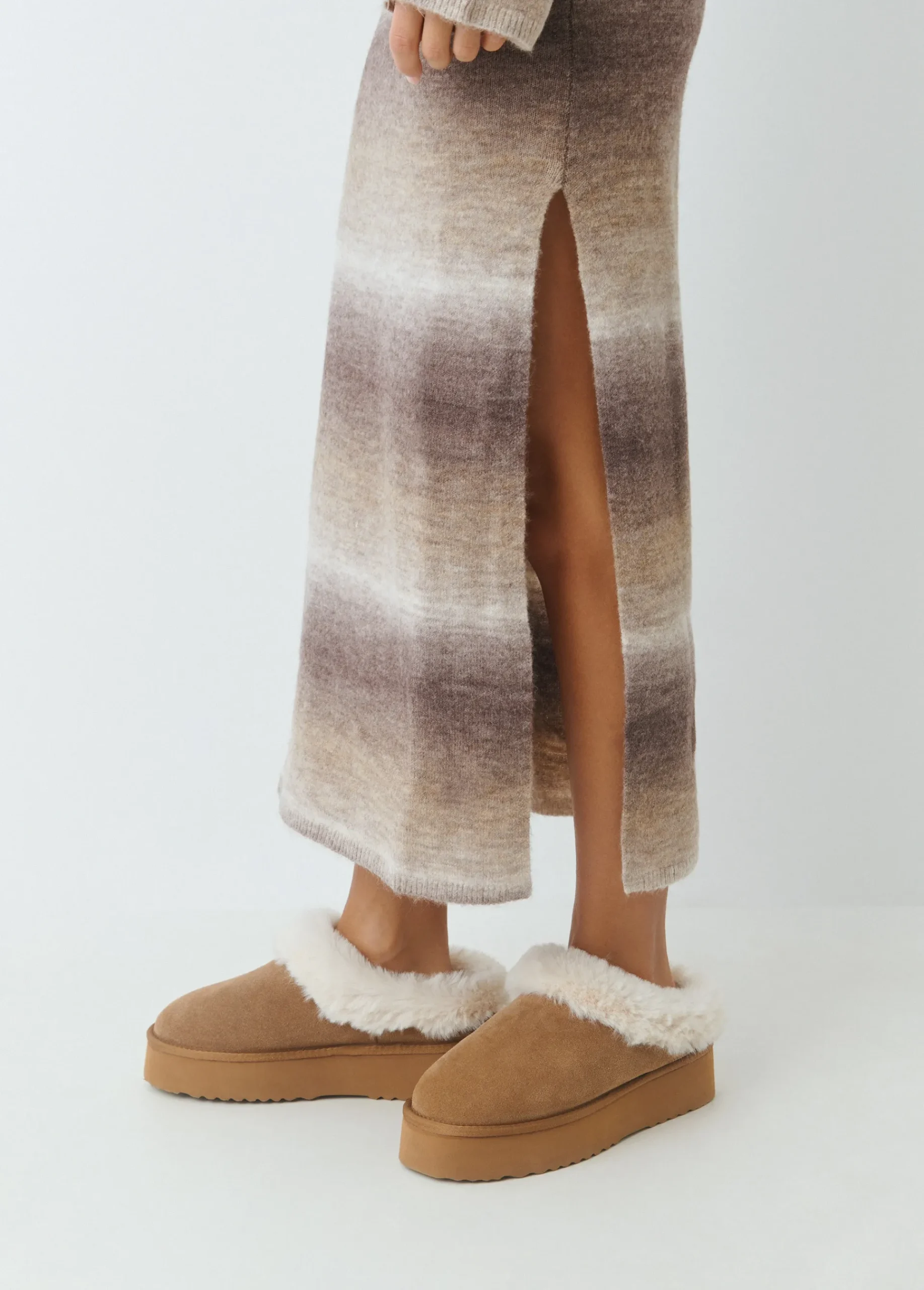 Brownie Zapatos*Zueco plataforma piel pelo Taupe