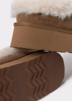 Brownie Zapatos*Zueco plataforma piel pelo Taupe