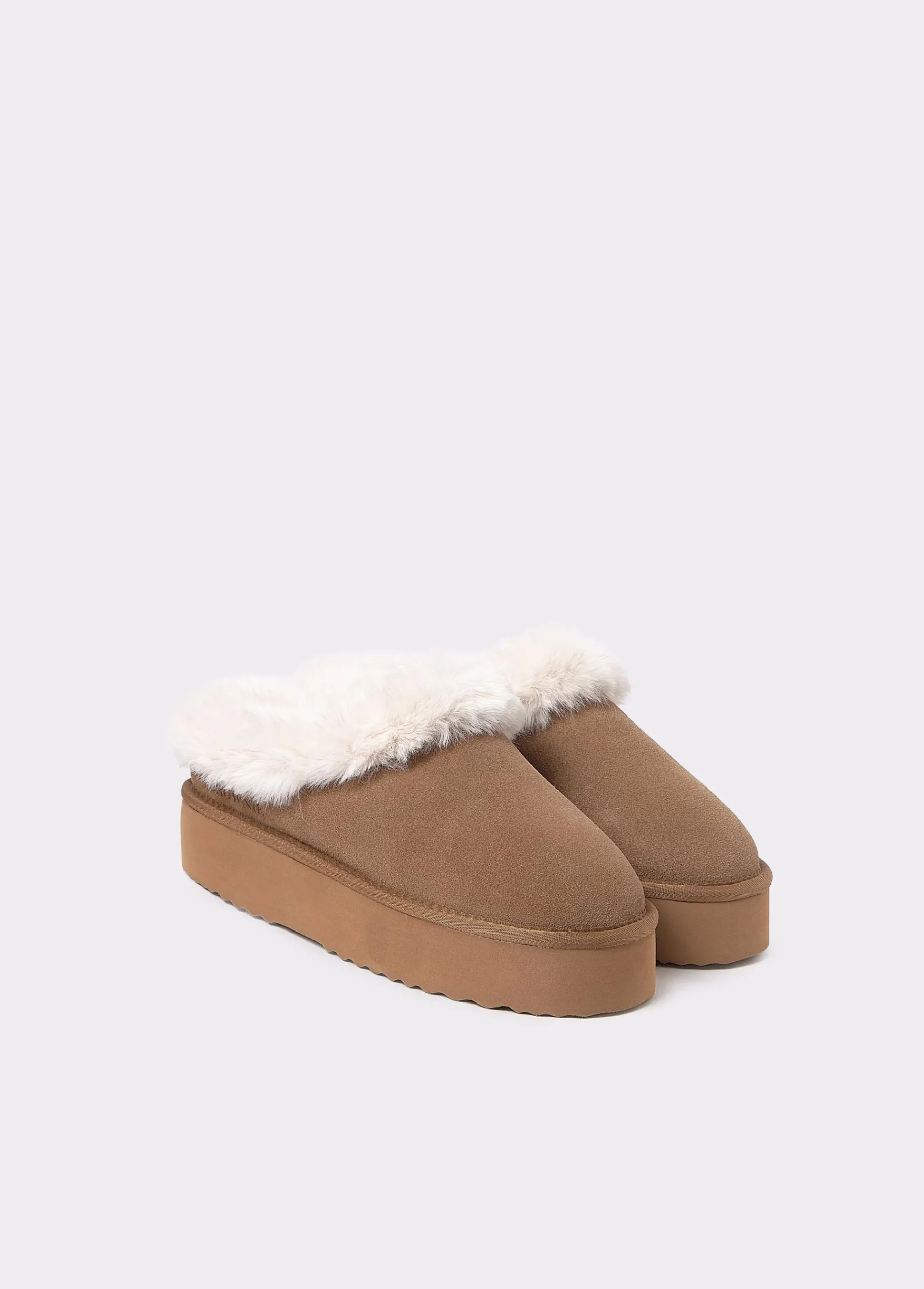 Brownie Zapatos*Zueco plataforma piel pelo Taupe